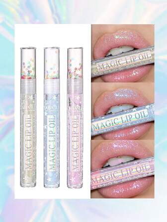 1pc Glossy Watery Shimmer Lip Oil Plumping Moisturizing Sweet Scented Long Lasting Nude Look Enhancer Natural Finish Affordable Makeup For Daily Wear Students