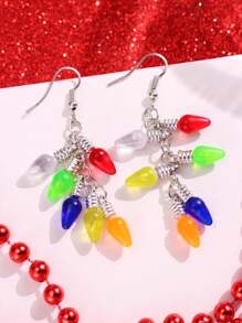 1 par de pendientes colgantes con luces navideñas multicolores, de moda, únicos y originales para mujeres, adecuados para fiestas navideñas