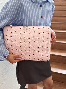 Túi đựng máy tính xách tay/máy tính bảng họa tiết ngôi sao sang trọng tối giản màu trơn, nhiều kích cỡ - Hồng - Xem 2