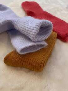 2 Pairs Women's Wool Socks Autumn Winter Thickened Mid-Tube Socks With Wool Warm Rabbit Hair Socks Winter Black Cashmere Stockings Christmas Gift - Mouldless - View 3