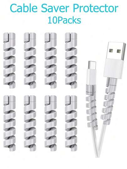 10pcs Cable Saver Protector - Snug Fit For All Cell Phones, Computers, And Chargers Compatible With All & Wires Cable Organizer ﻿