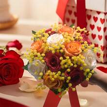 Wedding Bouquet Artificial Rose Bouquets Bridal Wedding Photo Booth Props Wedding Decorations - 紅色 - 查看 5