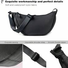 Nylon Crescent Crossbody Bag For Women Men Fanny Pack Small Travel Sling Bag - 黑色 - 查看 4