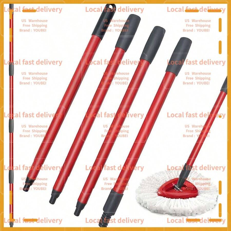 Local Devery-YOUBEI-Qulable Spin Mop Replacement Handle - Mop Stick Compatible With O-Cedar Spin Mop, 4-Section 30" To 58" Mop Handle Replacement Stick, EasyWring Mop Handle For Floor Cleaning(Mop Head&Base Not Include) - 紅色 - 查看 1