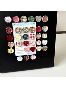 1 Set Of 5pcs/10pcs Retro Plaid Pattern Magnetic Decorative Fridge Magnets, Y2K Millennium Style Magnetic Stickers For Perforated Board Photo Wall - Multicolor - View 6