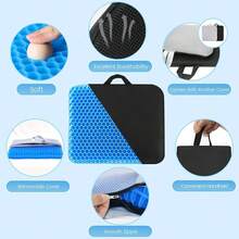 19.7" Gel Seat Cushion, Super Large & Thick Office Chair Cushion For Long Sitting - Back Hip Tailbone Pain Relief Cushion, Egg Seat Cushion Desk Chair Pads For Cars Wheelchair - Fits Up To 350 Lbs-222684 - 藍色XXL最大較厚 - 查看 6