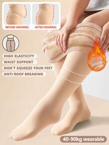 Fantasias de Halloween Meias-calças Plus Size Mulheres Cintura Alta Elasticidade Grossas Meias-calças Térmicas Leggings Mulheres Plus Size Meia-calça Inverno Veludo Fleece Meias Térmicas Cintura Alta Elástica Fina Sexy Translúcida Semelhante a Meia-calça Calças Meias