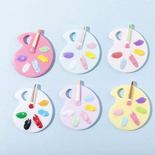 5pcs/6pcs Fashion Charm Multi-Color Mini Palette Resin Accessories, Random Mixed Styles Suitable For Women Jewelry Making DIY Necklace Bracelet Earrings, Decorative For Bags, Keys, Back To School Gifts For Friends