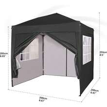 MCC Direct Pop-Up Gazebo 2m X 2m With Sides Silver Protective Layer Waterproof Marquee Canopy WS - Black - View 8