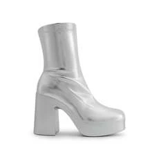 Women's Chunky Platform Ankle Boot High Block Heels Square Toe Lightweight Comfort Party Dress Booties Shoes For Women Women's Chunky Platform Ankle Boot High Block Heels Square Toe Lightweight Comfort Party Dress Booties Shoes For Women - 銀色 - 查看 6