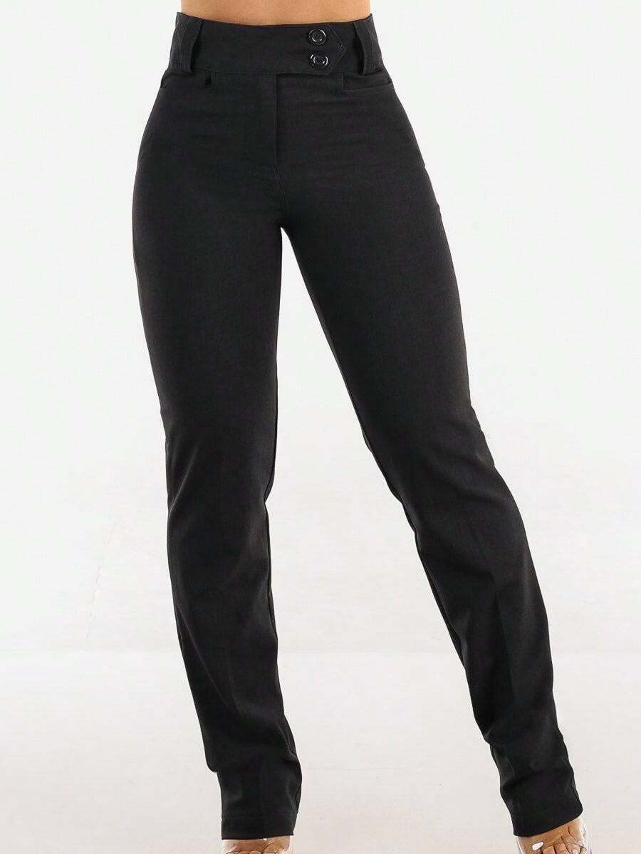 Super High Waist Dressy Bootcut Pants Charcoal - Multicolor - View 1