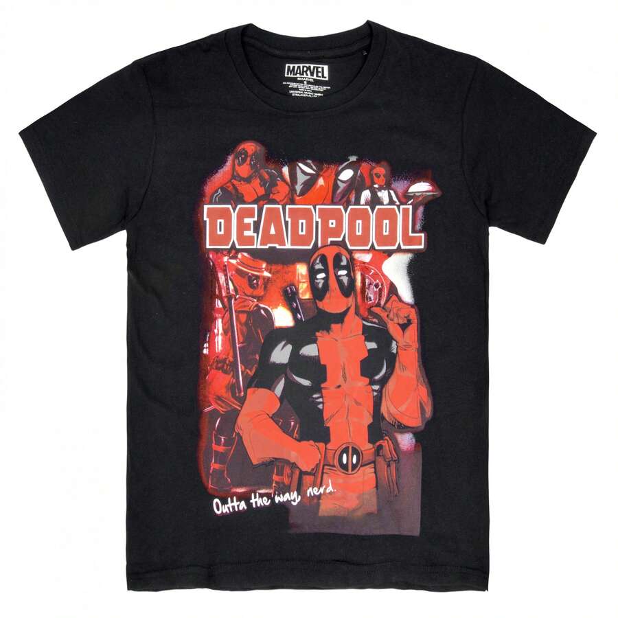 Deadpool Outta The Way Nerd T-Shirt - 黑色 - 查看 1