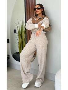 Warm Knit Mousse Set With Zipper Missione - Beige - View 2