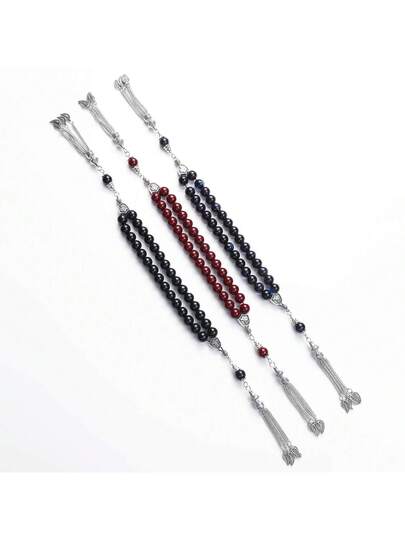 خرزات صلاة محمولة باليد من العقيق مصنوعة بشكل رائع، خرزات تأملية مزخرفة، خرزات صلاة، خرزات صلاة إسلامية، خرزات صلاة تسبيح، خرزات صلاة عربية. | نوع النمط: أسود ملون