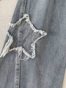 Vaqueros de mujer con estampado de estrellas para un estilo urbano y desenfadado Jeans para mujer - Azul - Ver 3