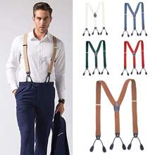 Vintage Suspenders Men Women Adult Leather Trimmed Button End Y Back Adjustable Elastic Trouser Braces Straps Belt Wedding Party Autumn-Winter Accessories Halloween Costume,Suitable For Teens, Youth,Men,Casual, Outdoor, Athletic, Vacation, Graduation Gifts, Birthday, Daily Wear