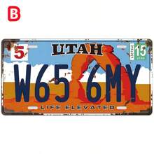 1pc 6x12inch Metal Tin Sign, Vintage American License Plate, Car Licenses Plate, Vintage Plaque Decor, Wall Art, Home Decor, Bar Decor, Room Wall Decor, House Art Decor, Garage Decor, Restaurant Decor, Perfect Gift For License Plate Collectors - Multicolor - View 9