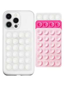 6pcs/Set 24pcs Silicone Suction Cup Phone Stand Pad, Multi-Function Suction Cup Wall Mount Bracket Square Non-Slip Phone Case Holder Suitable For Most Phones, Great For Home, Outdoor Shooting (1/2/3/6pcs Available)