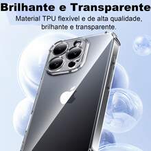 Capa Capinha Space Transparente Anti Impacto TPU Case Space Compativel Apple 11 ProMax 12 13 14 16 17 Pro Max Plus X/Xs - Transparente - Visão 6