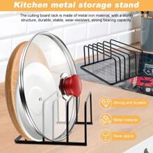 1pc Cutting Board Storage Box, Cutting Board Rack Stand With 1.0 And 0.6 Inch Wide Slots, Cutting Board Holder, Cutting Board Storage Rack, Cabinet Baking Organizer, Kitchen Accessories, Kitchen Storage - Black - View 4