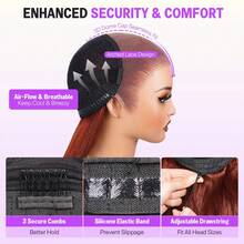 MEGALOOK Reddish Brown Silky Straight 13x6 Lace Front Wig - 100% Real Virgin Remy Human Hair Lace Front Wig Pre-Plucked Hairline Pre-Bleached Knots Pre-Cut Ear To Ear Transparent Lace Wig - S33 - View 6