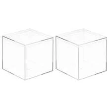 Caja expositora transparente, caja acrílica para ensamblar, caja a prueba de polvo para exponer coleccionables y manualidades - Transparente 9,5 x 9,5 x 9,5 cm, paquete de 2 - Ver 1