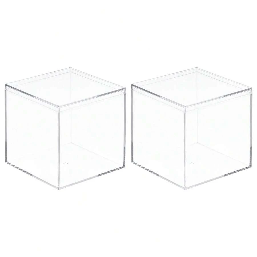 Caja expositora transparente, caja acrílica para ensamblar, caja a prueba de polvo para exponer coleccionables y manualidades - Transparente 9,5 x 9,5 x 9,5 cm, paquete de 2 - Ver 1