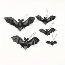 5/20pcs Aogue Halloween Bat Hanging Decorations - Realistic Black Plastic Vampire Bats With Red Eyes For Spooky Party, Haunted House, And Outdoor Decor, Halloween Decorations - Multicolor - View 3