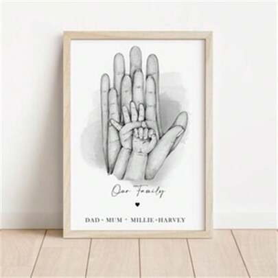 1pc Customized Artwork, Suitable For 3-4 People Family, Handwritten Name Canvas Painting, Wall Decor, Frameless, Living Room, Bedroom, Indoor Home Decor, Ideal Spring Gift Canvas Painting