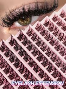 Waloshow 单根假睫毛 110 簇 8-16 毫米混合长度 DIY 睫毛延长，蓬松分段嫁接假睫毛自然簇睫毛延长 - 黑色 - 查看 1