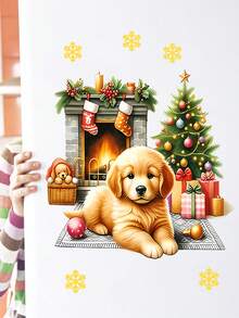 1pc Cute Pet Dog Sticker, Christmas Decoration, Home Decor Sticker, Small Animal Wall Decal Room Decor Wall Decor Wall Stickers Wall Sticker Stickers Christmas Decorations  Christmas Decor 
