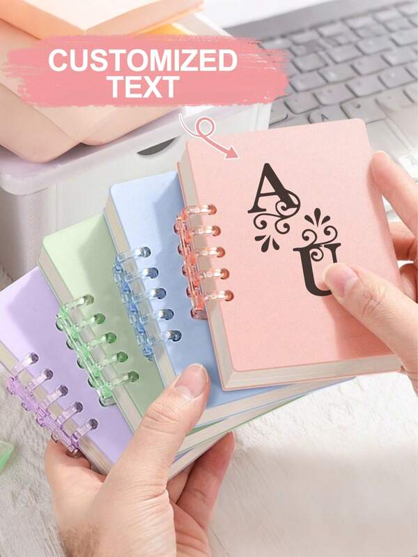 10 Stücke A7 nachfüllbares Mini-Notizbuch - individueller Name & Blumen-Cover, 5-Ring Taschenplaner mit 80g/m² losen Einlagen, Geschenk für Einschulung/Abschluss/Büro, für Schulmaterial, Rückkehr zur Schule