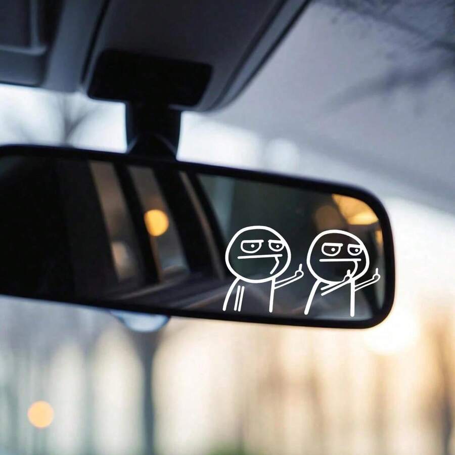 Easypie Selection 2 PIEZAS Pegatina de coche con dedo medio divertido - Calcomanía reflectante impermeable para ventanas/carrocería, decoración de automóvil estilo de dibujos animados