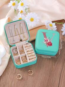 1 件花卉首字母首饰盒、A-Z PU 皮革白色便携式旅行首饰盒、蓝色首饰收纳盒、黑色迷你便携式拉链首饰盒、项链、戒指吊坠、手链、耳环收纳盒、首饰包装盒，适用于母亲的礼物、结婚礼物、伴娘礼物、周年纪念礼物、圣诞礼物和女朋友的精品礼物。 - 彩色 - 查看 46