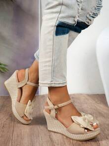 New Summer Wedge Fairy Sandals, Versatile Thick-Soled Waterproof Platform For Heightening And Slimming - Apricot - View 6