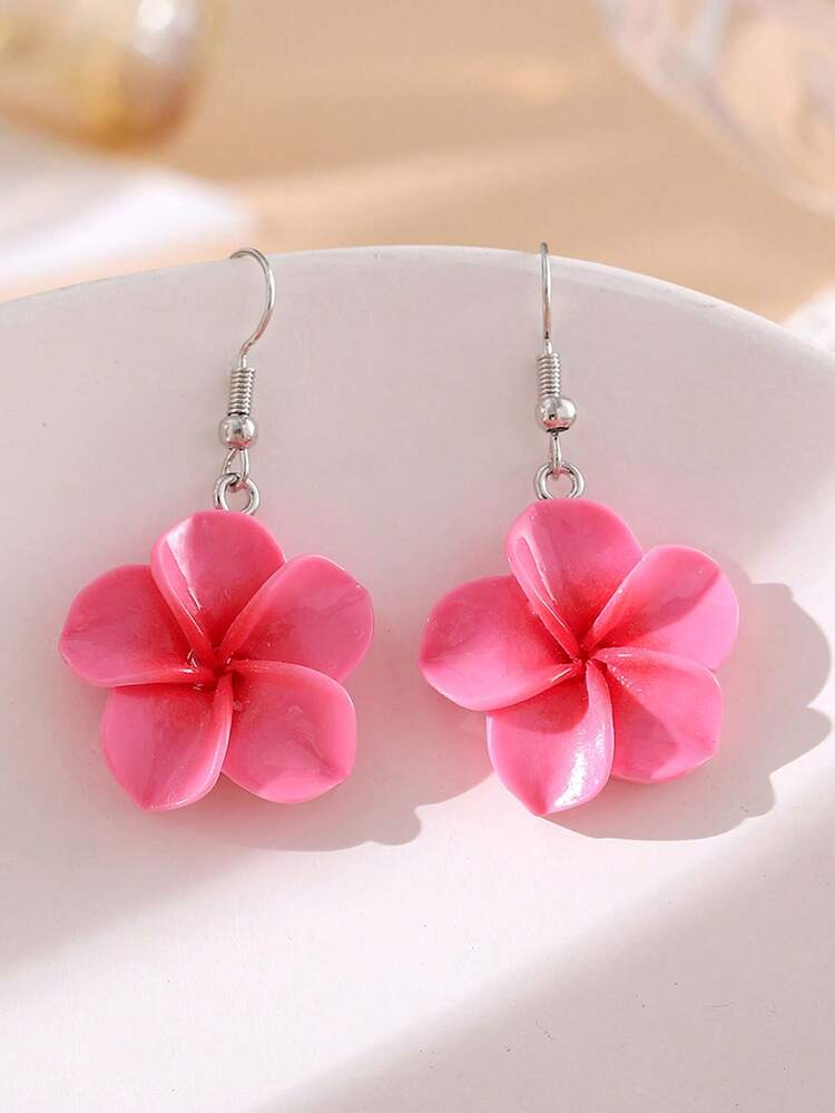 Juego de 14 piezas/8 piezas/6 piezas/2 piezas de pendientes de flor de resina juveniles y de moda, pendientes de vacaciones, disponibles en varios colores, adecuados como regalo para niñas y amigas - Multicolor - Añade 8