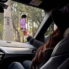 1pc Black Suction Cup Vacuum Adsorption Car Navigation Magnetic Phone Holder, Multi-Function Rotatable Car Magnetic Phone Mount - Multicolor - View 5