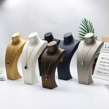 Soporte de exhibición de joyería de cuero PU, modelo de busto de cuello de lujo para collar, soporte para colgantes, accesorios de fotografía y organizador de exhibición de tienda - negro s - Ver 1