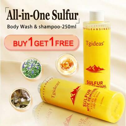 Buy 1 Get 1 Free! "Tgideas Sulfur Soap Shampoo & Body Wash + Sulfur Soap Shampoo For Men & Women Deep Cleansing