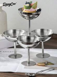1 Silver Stainless Steel Dessert Cup/Bowl, Tray, Candle Holder, Snack Bow, LAlso Suitable For Serving Fruits And Snacks.
