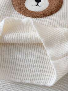 Suéter de punto con bordado de oso lindo para niñas, adecuado para uso casual en primavera, otoño e invierno