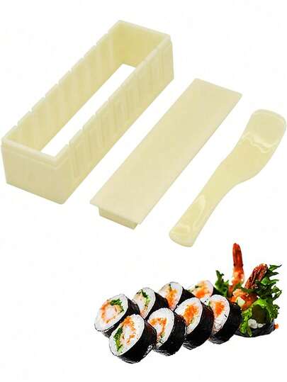 1pc Sushi Mold Set - Heart/Round/Square 3 Shapes DIY Tool, Sushi Rolling Mold, Slouchy Person's Rice Ball Maker, Non-Stick, , Popular Kitchen Tool