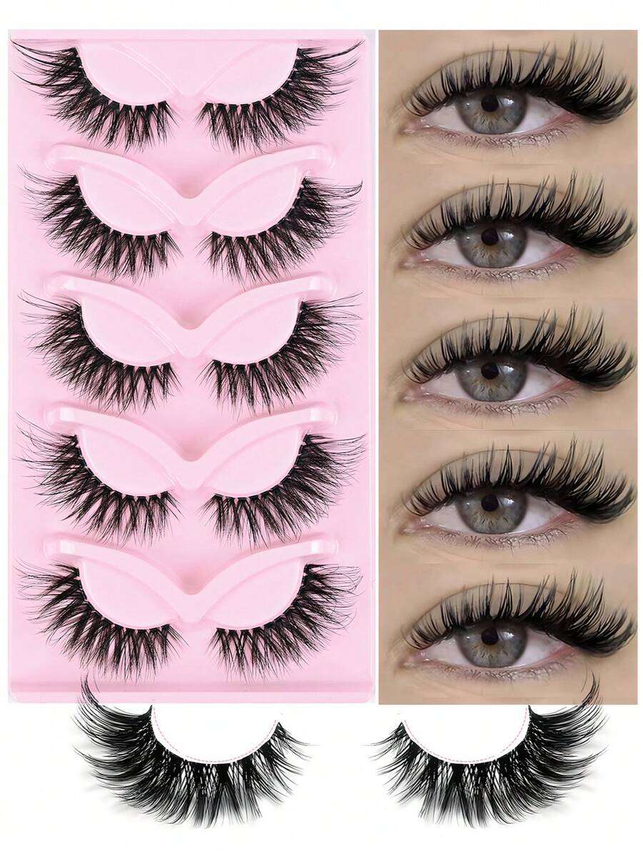 5 Pairs Of Artificial False Eyelashes 3D Fluffy Natural Eyelashes Suitable For Daily Use