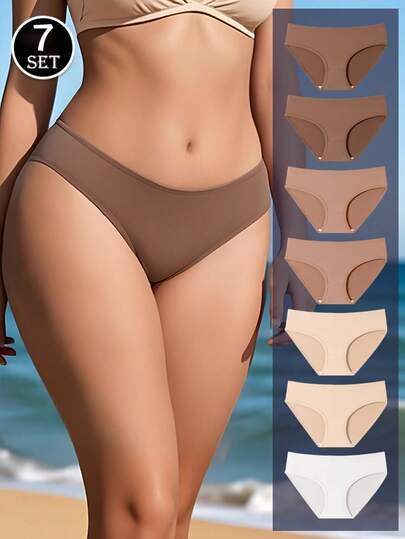 7件套休闲舒适简约休闲运动家居服舒适款式纯色中腰女士内衣