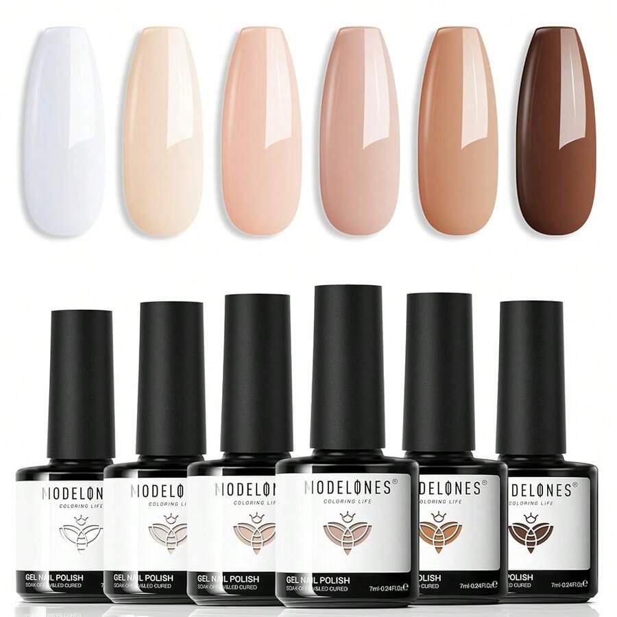 Cat Eye Gel Nail Polish Set, 6 Colors 9D Glassy Cat Eye Glitter Gel Polish Black Red Purple Blue Silver Brown Nail Polish All Seasons With Magnet Soak Off Led DIY Salon Gift-842643 - A1B經典裸體系列 - 查看 1