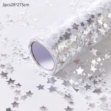 3pcs Silver Star Tablecloth 16ft (Approx. 500cm), Silver Dining Table Decor Center Piece, Suitable For Wedding, Birthday Party, Banquet, Daily Use, DIY, Christmas, Festivals - Multicolor - View 12