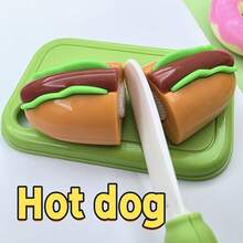 Bộ đồ chơi nhà bếp mini cho trẻ em, bao gồm pizza, bánh mì kẹp thịt và xúc xích | Bộ đồ chơi nhà bếp mini cao cấp, chi tiết thực phẩm chân thực và thiết kế cắt và chia sẻ tương tác, phụ kiện thực phẩm nhập vai, kích thích trí tưởng tượng, thúc đẩy học tập sớm. - Nhiều màu - Xem 7