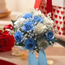 Wedding Bouquet Artificial Rose Bouquets Bridal Wedding Photo Booth Props Wedding Decorations - Royal Blue - View 2