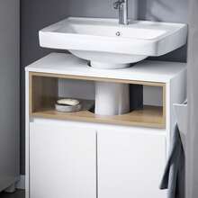 SoBuy Under Sink Cabinet Bathroom Vanity Unit Bathroom Cabinet Suitable For Pedestal Sinks Grey W60 X D30 X H61cm BZR148- Home Bathroom Decor Bathroom Organizer Summer Bathroom Accessories - White - View 10