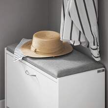 SoBuy FSR16-W, Hallway Shoe Bench Shoe Rack Shoe Cabinet With Flip-Drawer And Removable Seat Cushion, White, Depth: 30cm - Grey - View 8